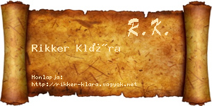 Rikker Klára névjegykártya